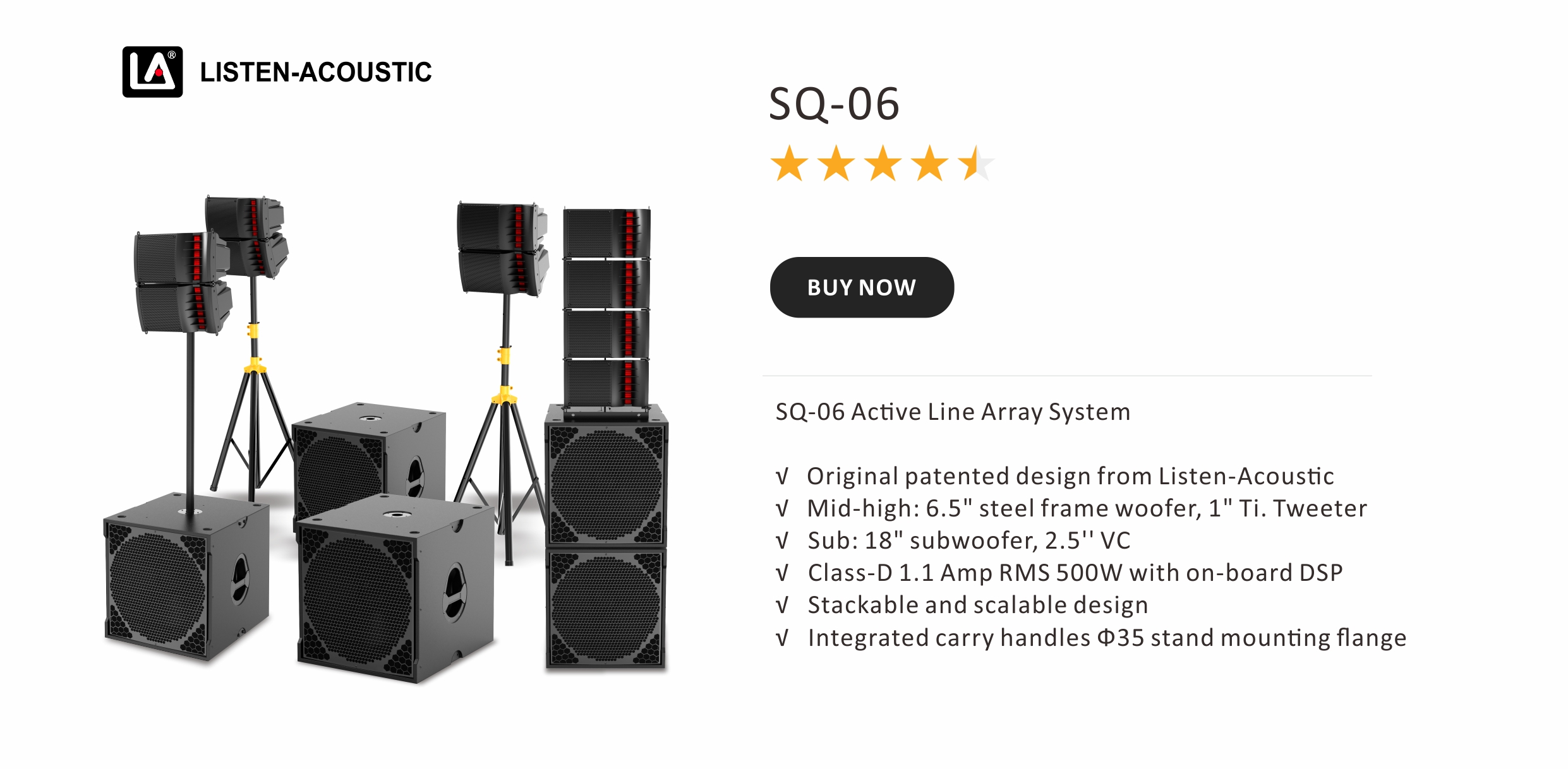 Professional Line Array System SQ Series, Active Passive Speaker, Listen Acoustic