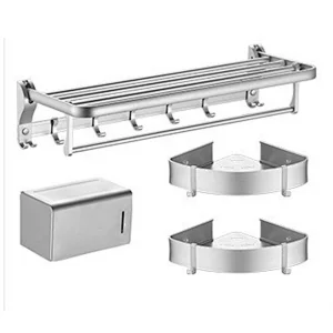 Bathroom Pure Aluminium Bath Towel Movable Stand Double Angle Stand Single rod 3 sets of practical toilet brushes