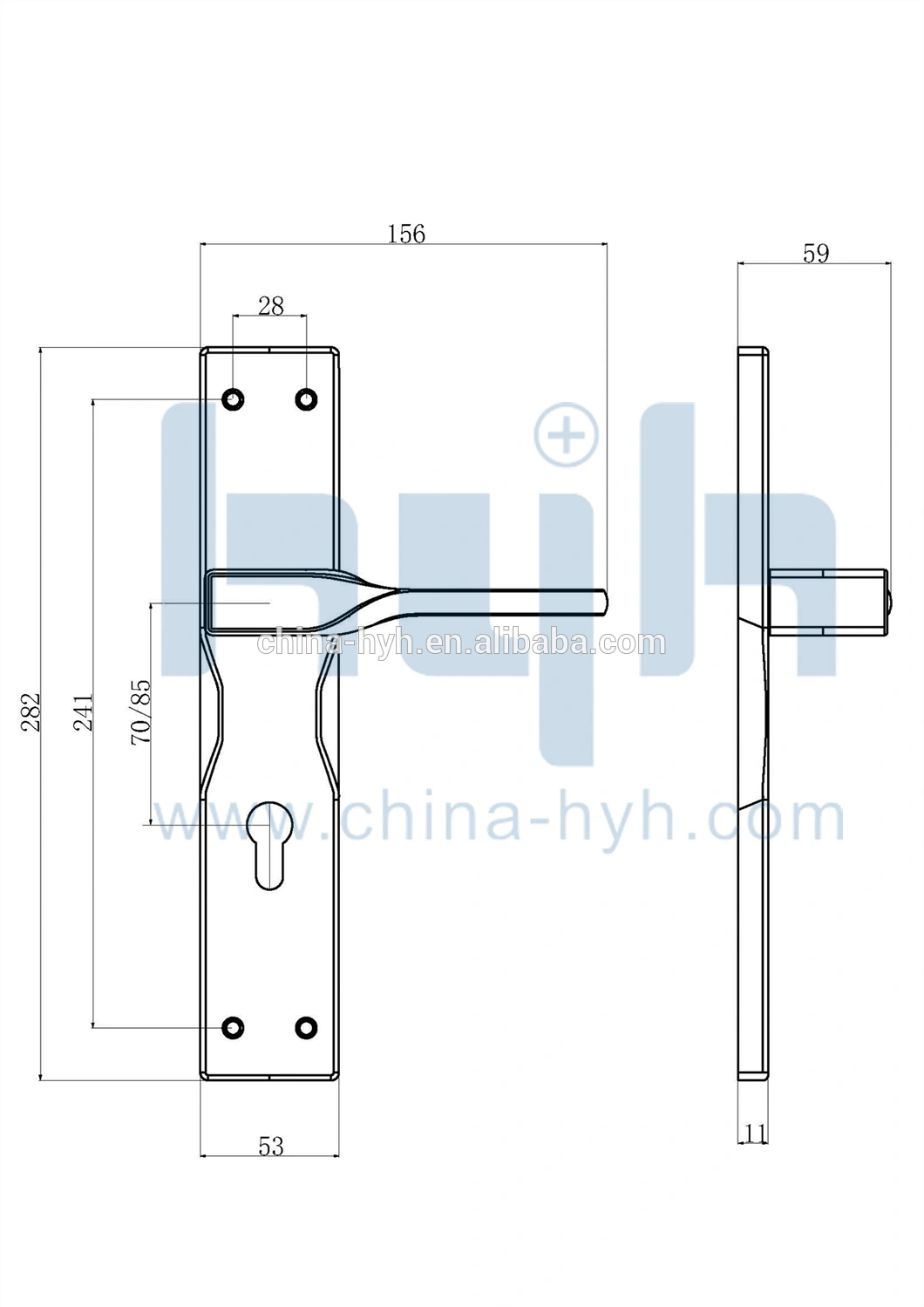 large door handle with plate manufacturer