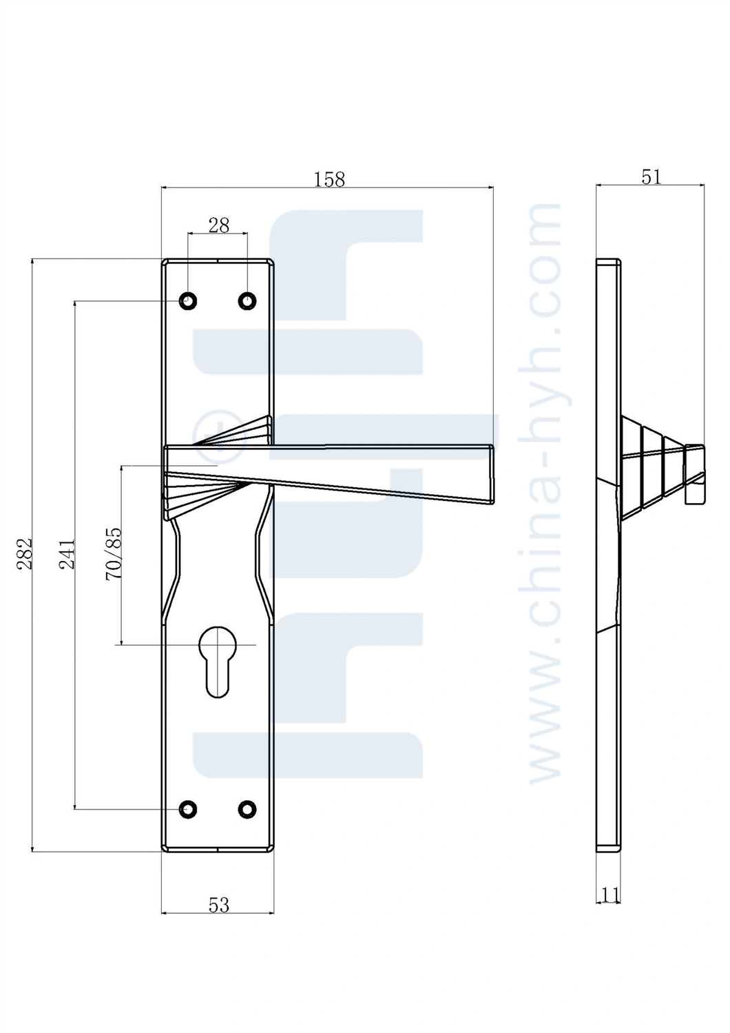 China lever door handles with backplate