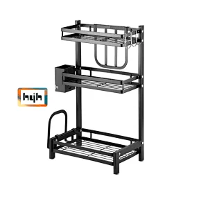 Simple design wholesale wall hungwall mounted kitchen storage spice rack aluminium dish rack