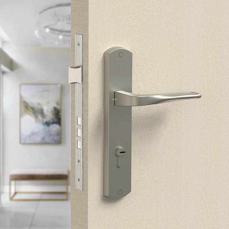 Zinc Alloy Modern Simple Design Brush Finish Plate Door Handle