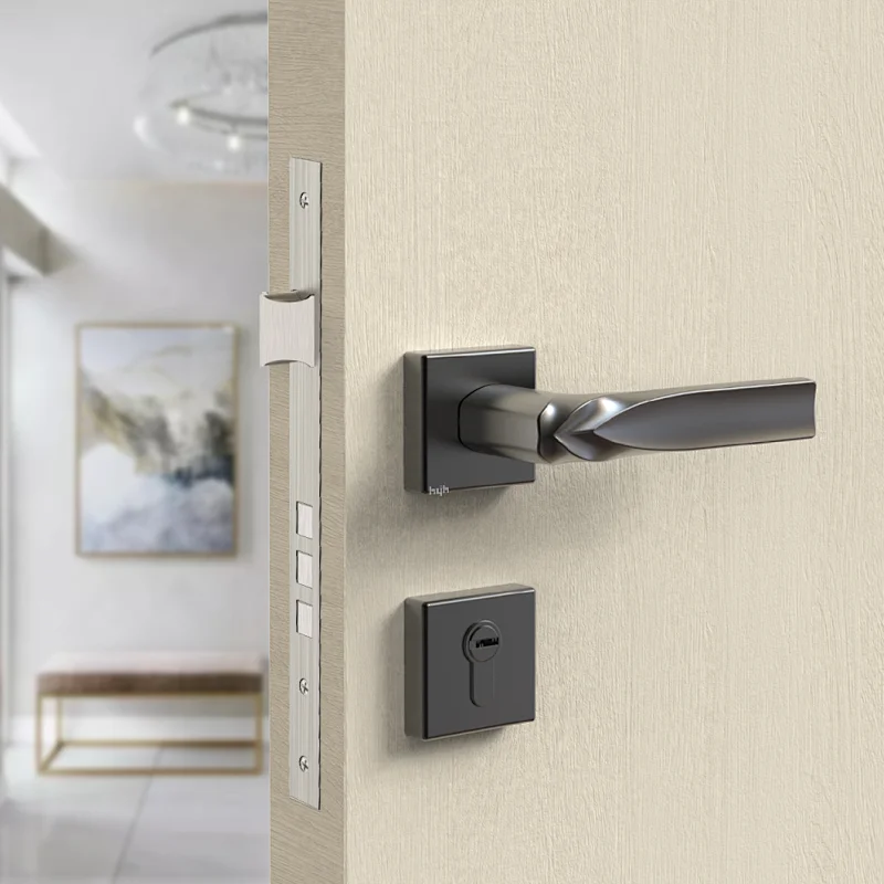 hyh Italian New Square Door Handle Brushed Nickle, Mblack Entry Door Handle With Manufacturer Price