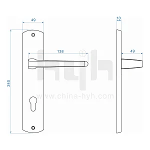 Zinc Alloy Modern Simple Design Brush Finish Plate Door Handle