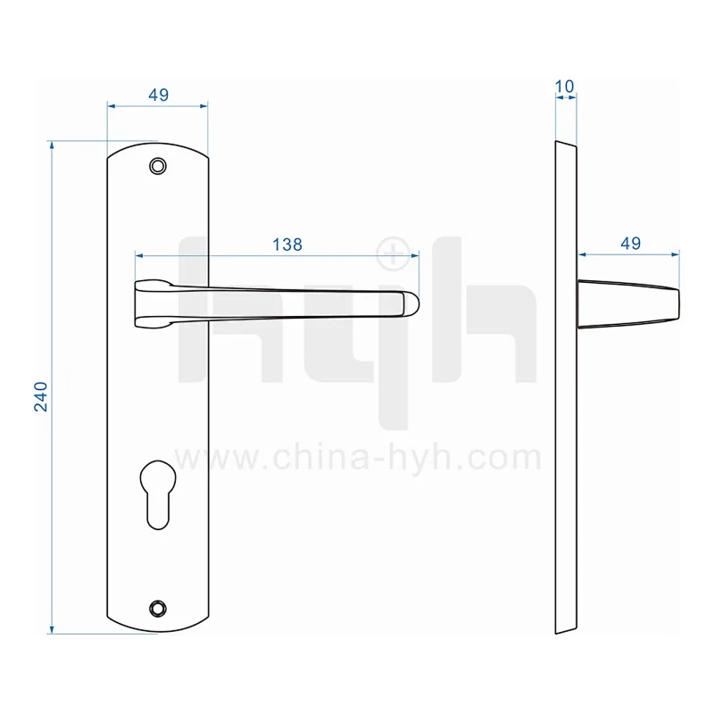 Zinc Alloy Modern Simple Design Brush Finish Plate Door Handle