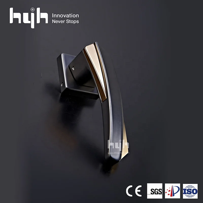 hyh Patent Zinc High Quality Door Lever Handle Set, Interior Door Locks And Handles, Rose Door Handle Matt Black