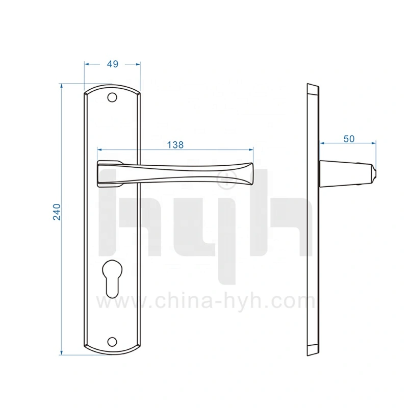 Guangdong-hyh Hardware South America Zinc High Quality Polish Chrome Modern Entrance Modern Door Handle