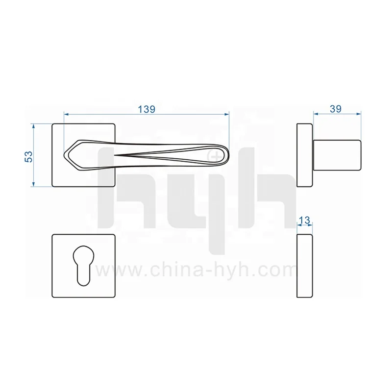Guangdong-hyh Hot Sale Zinc Alloy Wooden Door Lock Handle, Interior Door Handle Black For Home Doors