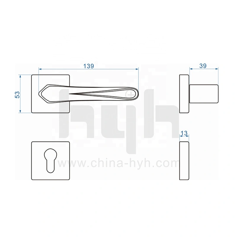 Guangdong-hyh Hot Sale Zinc Alloy Wooden Door Lock Handle, Interior Door Handle Black For Home Doors