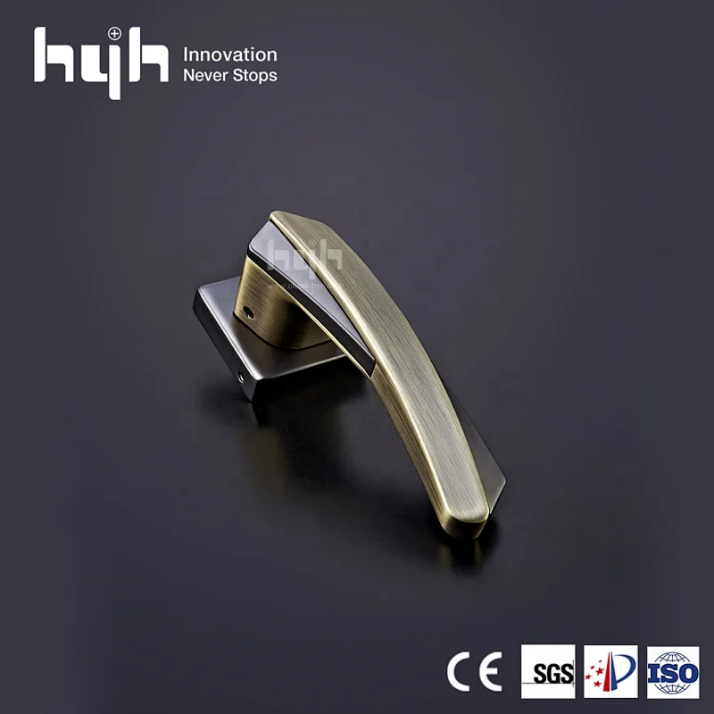 hyh Patent Zinc High Quality Door Lever Handle Set, Interior Door Locks And Handles, Rose Door Handle Matt Black