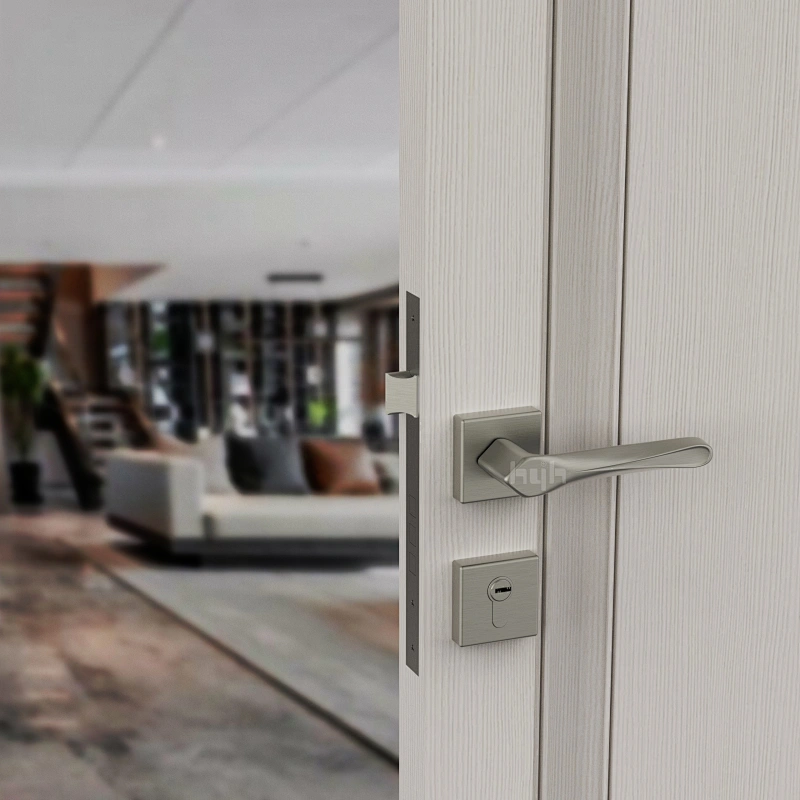 Guangdong-hyh Hot Sale Zinc Alloy Wooden Door Lock Handle, Interior Door Handle Black For Home Doors