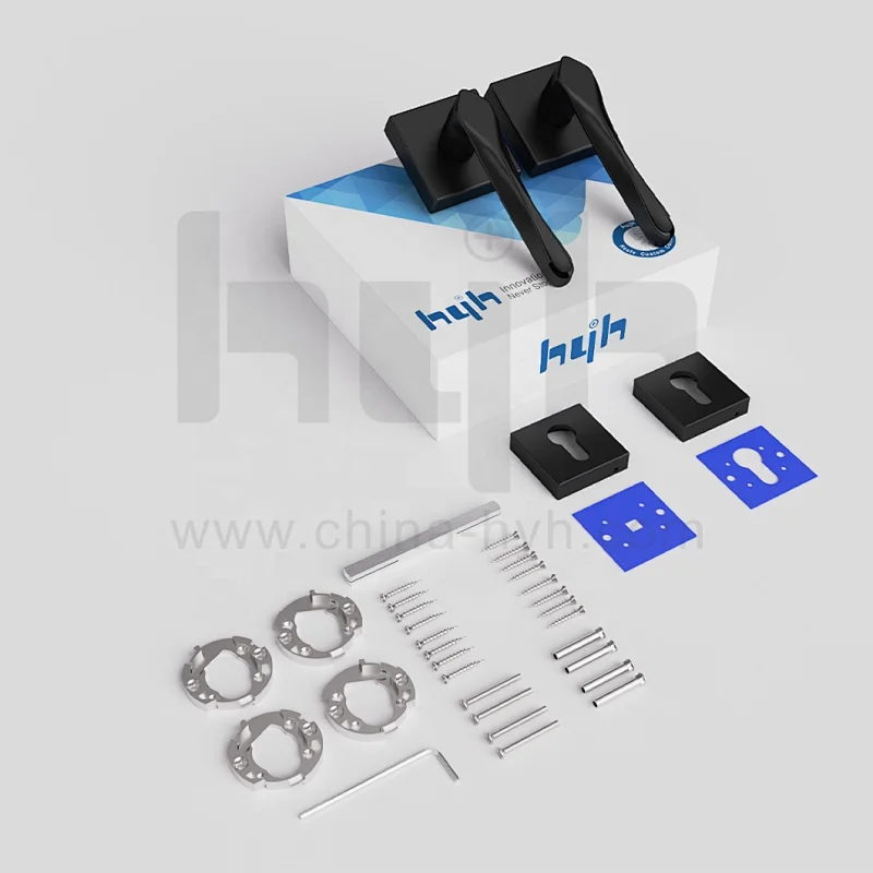Guangdong-hyh Hot Sale Zinc Alloy Wooden Door Lock Handle, Interior Door Handle Black For Home Doors