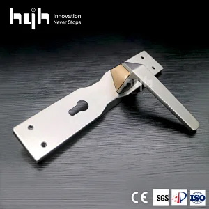 hyh New Patent Fancy Zinc Alloy Bedroom Plate Door Handle With Whole sale Price
