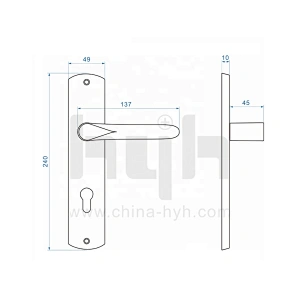 Guangdong-hyh Hardware One Piece Brush Matt-Black Modern Lever Plate Door Handle