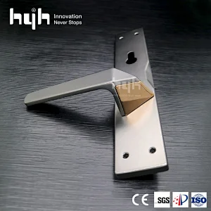 hyh New Patent Fancy Zinc Alloy Bedroom Plate Door Handle With Whole sale Price