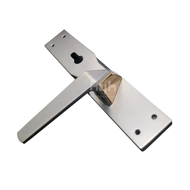 hyh New Patent Fancy Zinc Alloy Bedroom Plate Door Handle With Whole sale Price