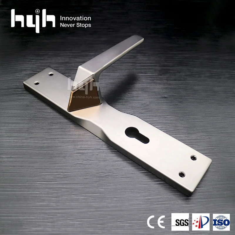 hyh New Patent Fancy Zinc Alloy Bedroom Plate Door Handle With Whole sale Price