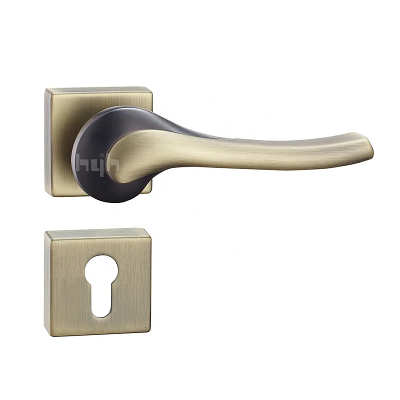 hyh Wooden Internal Lever Bathroom Gold Lock Door Handle With Handle