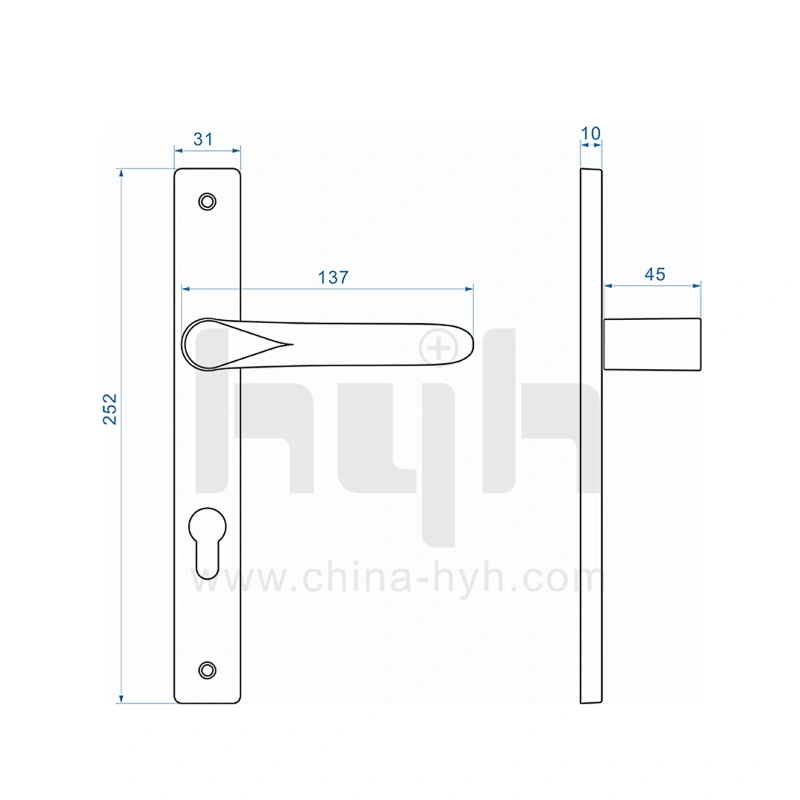 hyh Modern Style Zinc Alloy Entrance Plate Door Handle