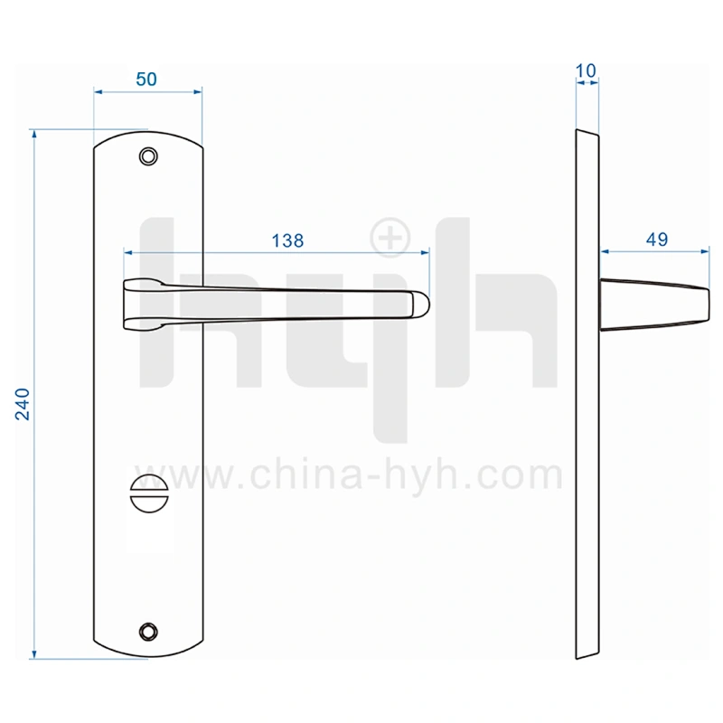 Zinc Alloy Modern Simple Design Brush Finish Plate Door Handle
