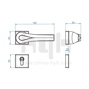 hyh Metal Lever Complete Set Of Bathroom Black Lock Door Handle