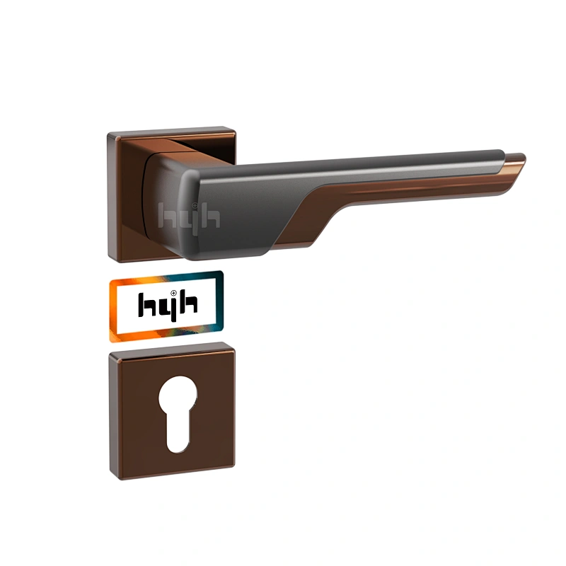 hyh Rose Gold Internal Round Door Handle/ Lock Front Door Handle Lock Set Luxury Matt Black Door Handle With Lock