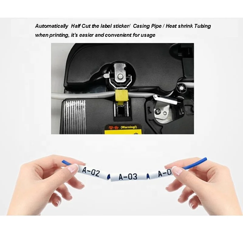 Adhesive label sticker thermal transfer printing PVC wire heat shrink tubing casing pipe Cable id marking printer