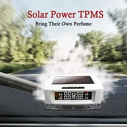 Air Purifying TPMS Car Tire Pressure Monitoring System Wireless Solar Powered Installed On Windshield With 4 External Sensors L