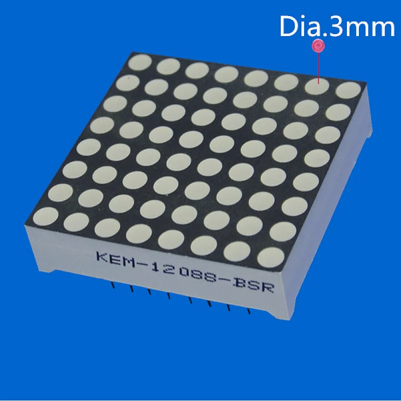 3mm led dot matrix 8x8 blue
