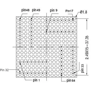 HOUKEM-21616-BRGB 4x4cm P2.54 16*16 dot array 1.8mm 16x16 led matrix RGB