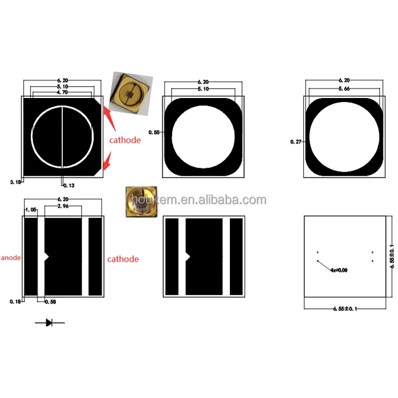 Ultraviolet led 50mw 293nm 295nm uvb 6565 SMD UV LED 290nm 300nm 295nm 293nm for vitamin D