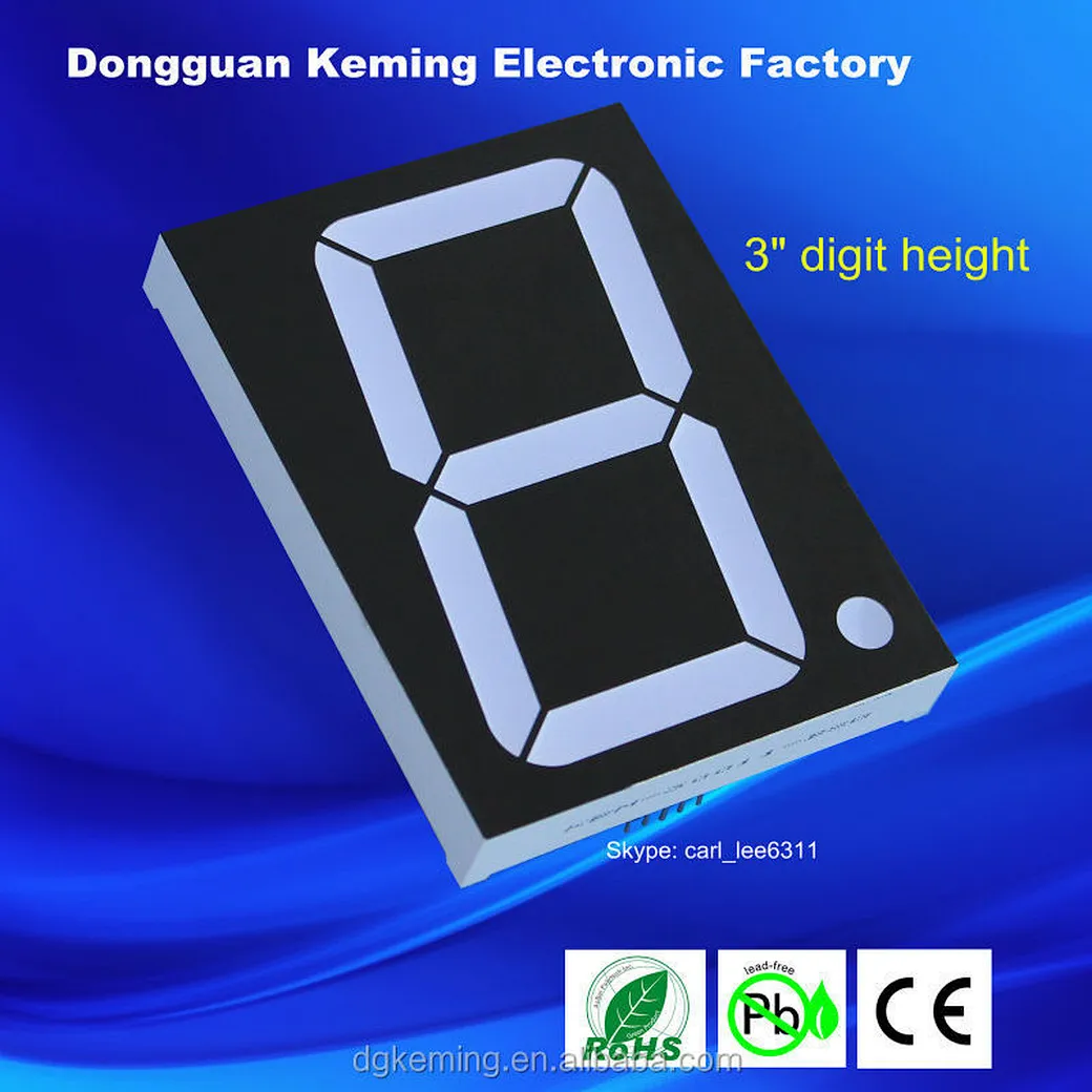 Large 1 digital numeric Display ultra white 7 segment led display 3 inch