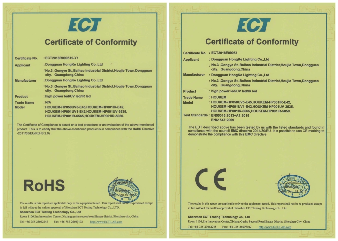 Hongke-certificates