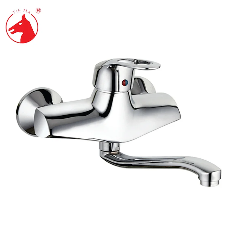 Wall mounted single lever kitchen faucet