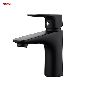 black bathroom basin tap