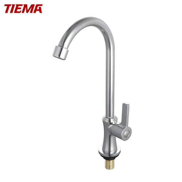 TIEMA Hot Selling Deck Mounted Water Faucet Chrome Sink Brass Cold Kitchen Taps