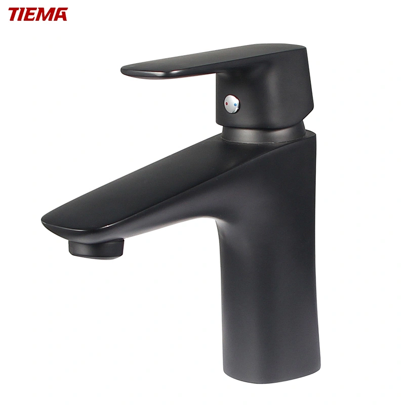 black bathroom basin tap
