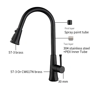 stainless single handle pull out kitchen faucets