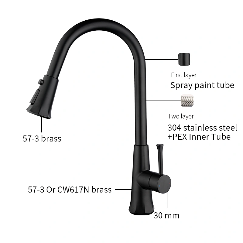 stainless single handle pull out kitchen faucets