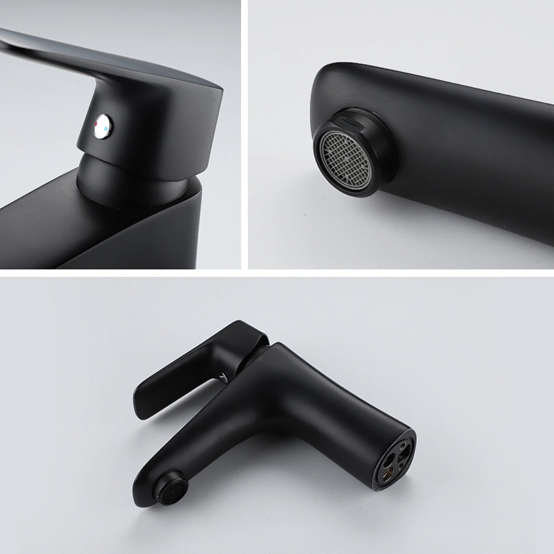 black bathroom basin taps