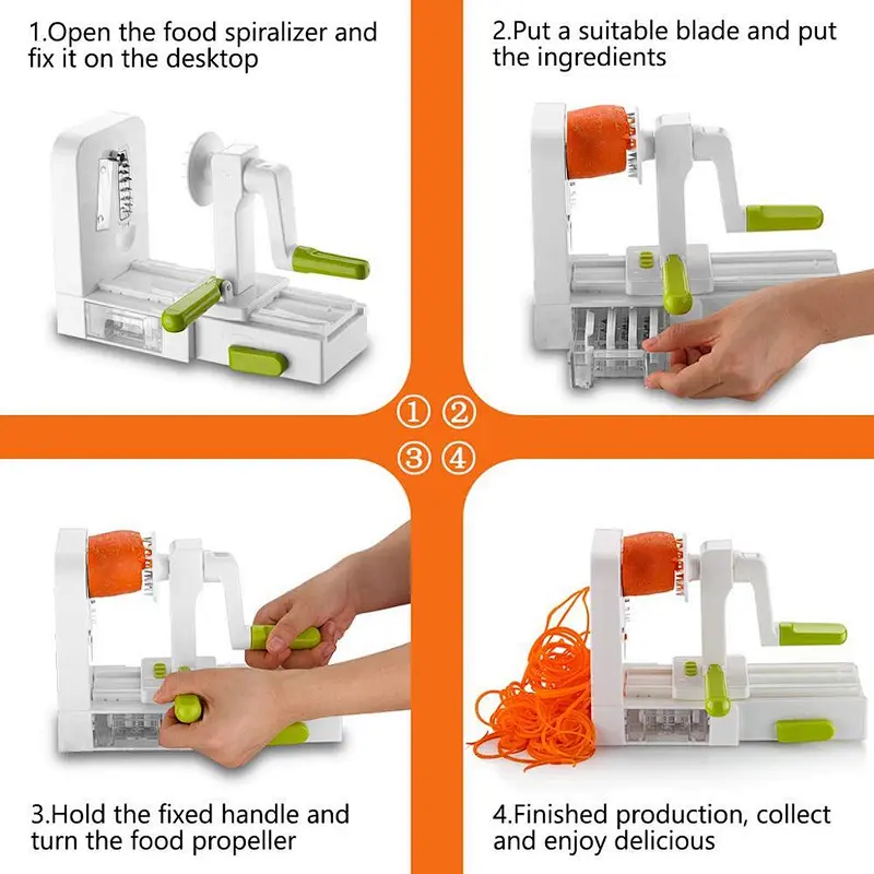 JASUN K73-002 Vegetable Slicer Manual Food Chopper4 Cup Handheld Food Processor Food Blender