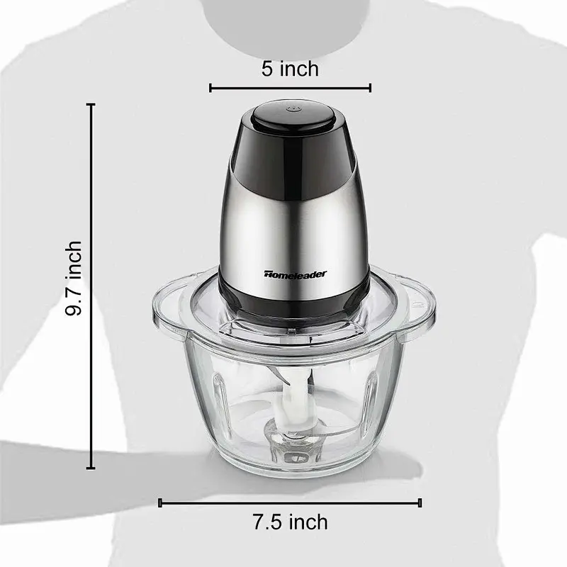 5 Cup Food Processor1.2L Glass Bowl Grinder Chopper for Meat/Vegetables/Fruits/Nuts/Stainless Electric Food Chopper