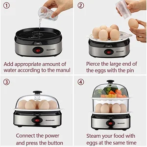 Home using double layer timing steamer egg boiler cooker with 14 eggs capacity