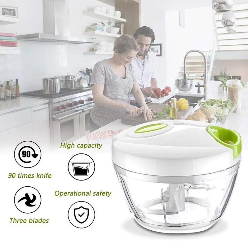 JASUN Manual Food Chopper  2 Cup Handheld Food Processor  Hand-Powered Food Chopper Mincer/stocked in USA