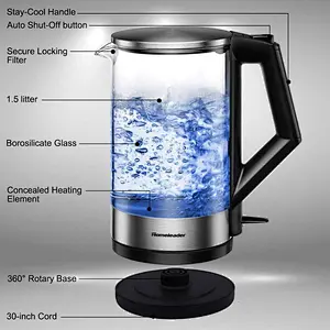 1.5L home speed boil BPA-Free stainless steel glass electric water kettle
