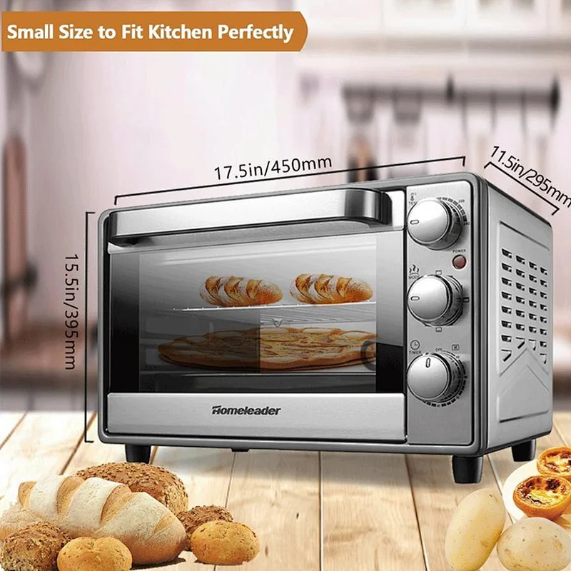 Fits 6-slice bread 12-inch pizza countertop toaster oven with convection toast bake broil function