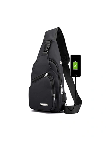 Vintage Men Shoulder Bags Usb Charging Crossbody Anti-theft Chest Bag Pu Leather Travel Messenger Bag