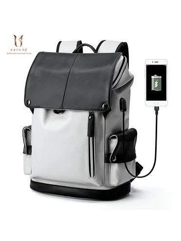 popular brand vegan leather men unisex bag travel laptop backpacks with usb port