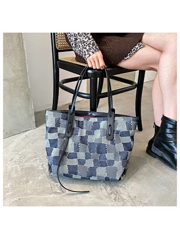 tote bag wholesale ladies bags women handbags denim color canvas patch handbag