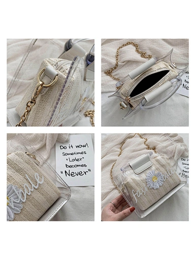 pvc bag with flower straw bag